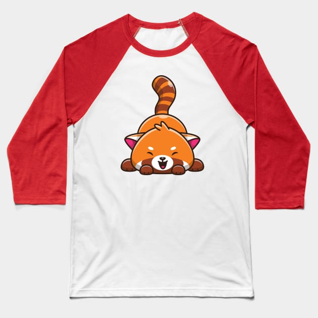 Cute Happy Red Panda Cartoon (2) Baseball T-Shirt by Catalyst Labs